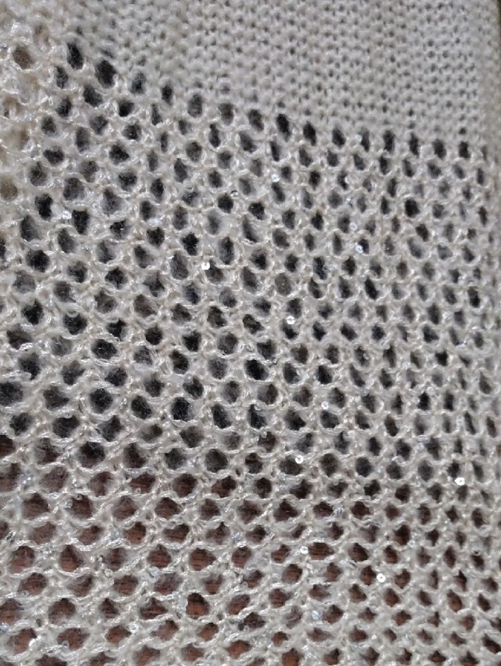 Cream And Sequin Open-Knit Women's Sweater Scarf Wrap - Picture 3 of 7